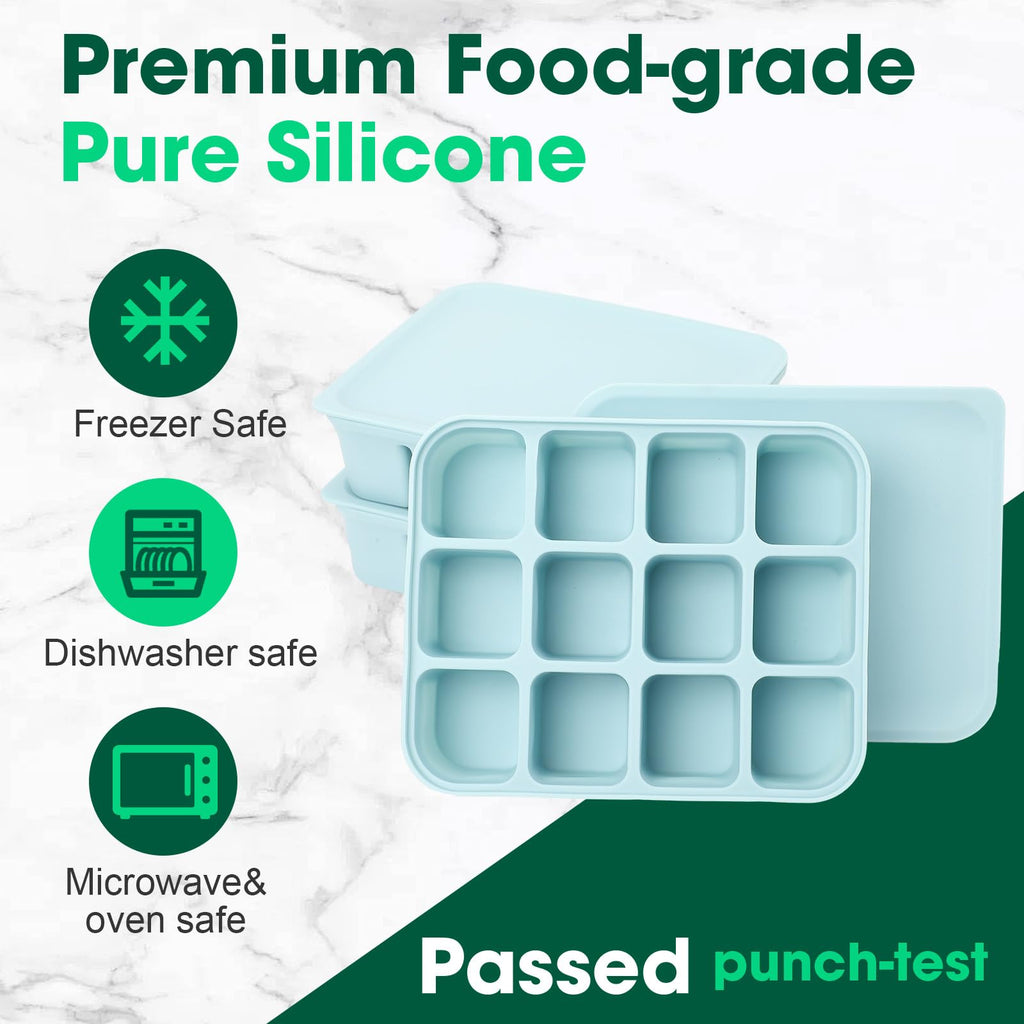 3 Pack Baby Food Freezer Tray with Lids - Blue view 2