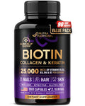 NUTRAHARMONY Biotin, Collagen, Hyaluronic Acid & Keratin - Hair Growth Support, 180 Caps