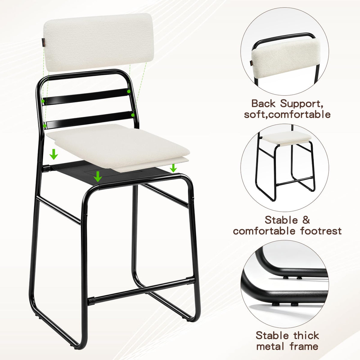 Furniliving 26‘’ Counter Height Bar Stools Set of 2