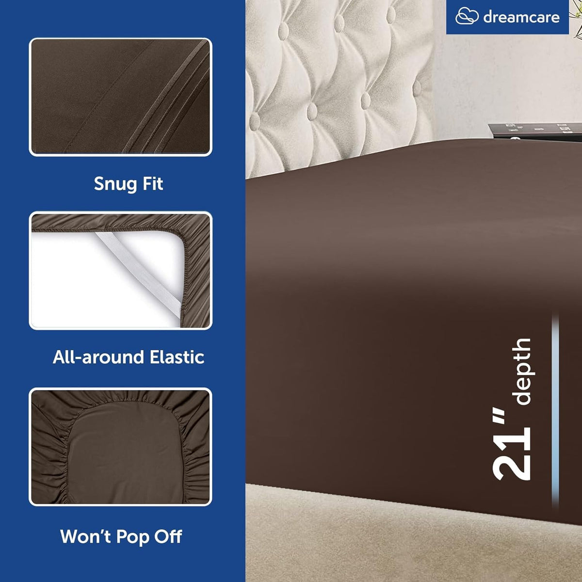 DREAMCARE Sheet Sets - 14 - Mocha Brown / King - Extra Deep view 6