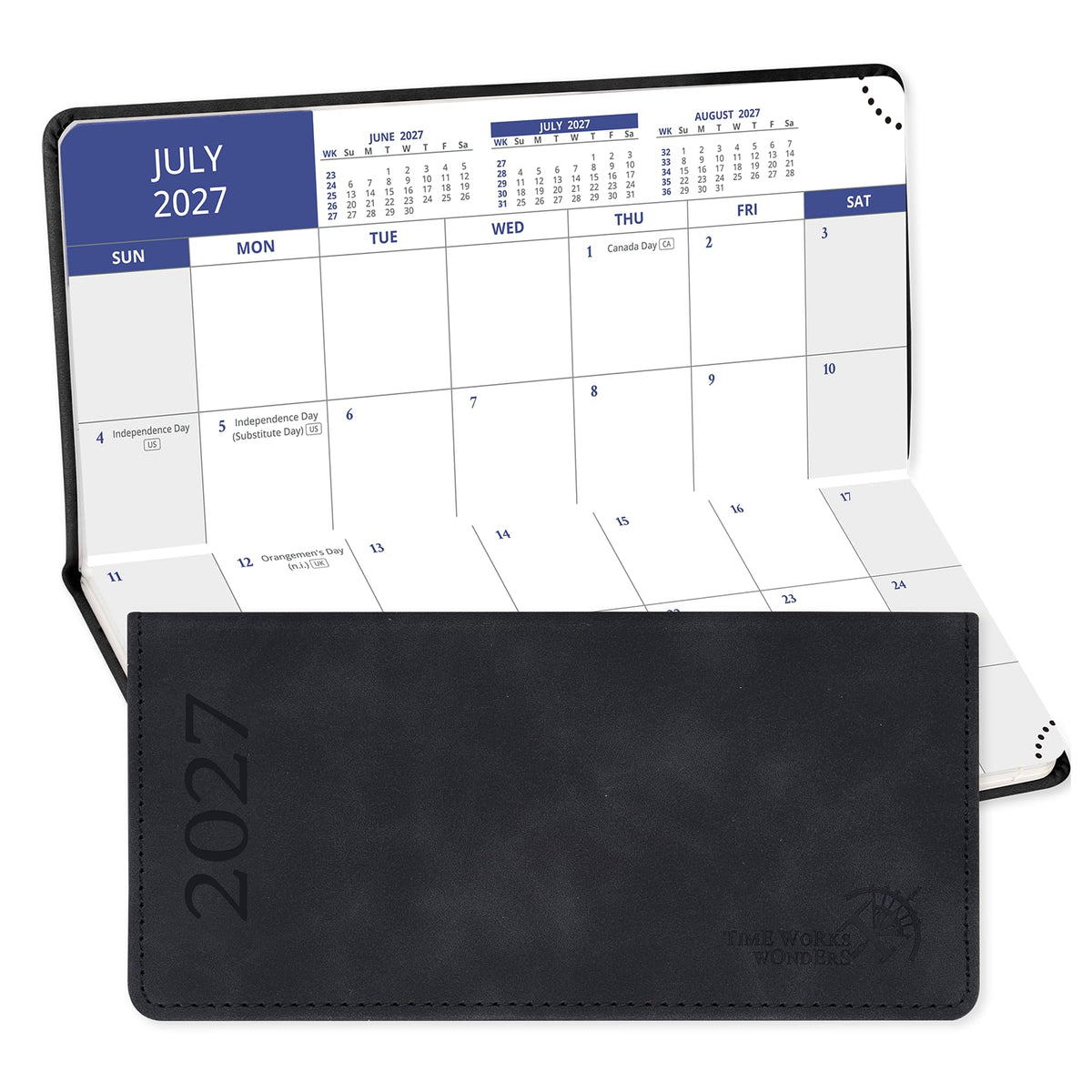 POPRUN 2027 Pocket Calendar Monthly Planner (Slim-3" x 6.75") Calendar Book - Black