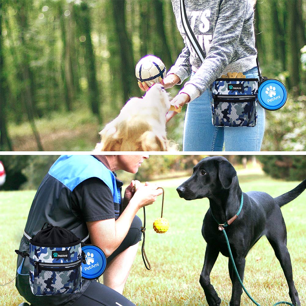 PetAmi Hands Free Dog Treat Pouch for Training and Walking - Camo Blue view 4