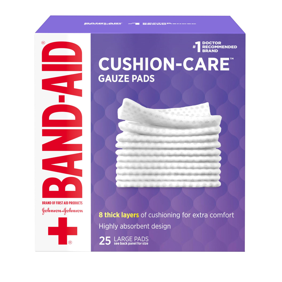 Band-Aid Brand Cushion Care Non-Stick Gauze Pads, Individually-Wrapped, Medium - 4x4 Inch (Pack of 25)