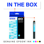 Epson T812 DURABrite Ultra Ink Standard Capacity Cyan Cartridge (T812220-S) for Select Workforce Pro Printers (Pack of (Pack of 2)