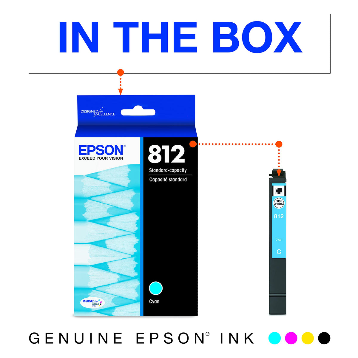 Epson T812 DURABrite Ultra Ink Standard Capacity Cyan Cartridge (T812220-S) for Select Workforce Pro Printers (Pack of (Pack of 2)