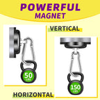 Niuknow Magnetic Hooks with Swivel Carabiner - Black / 1.42 in view 2