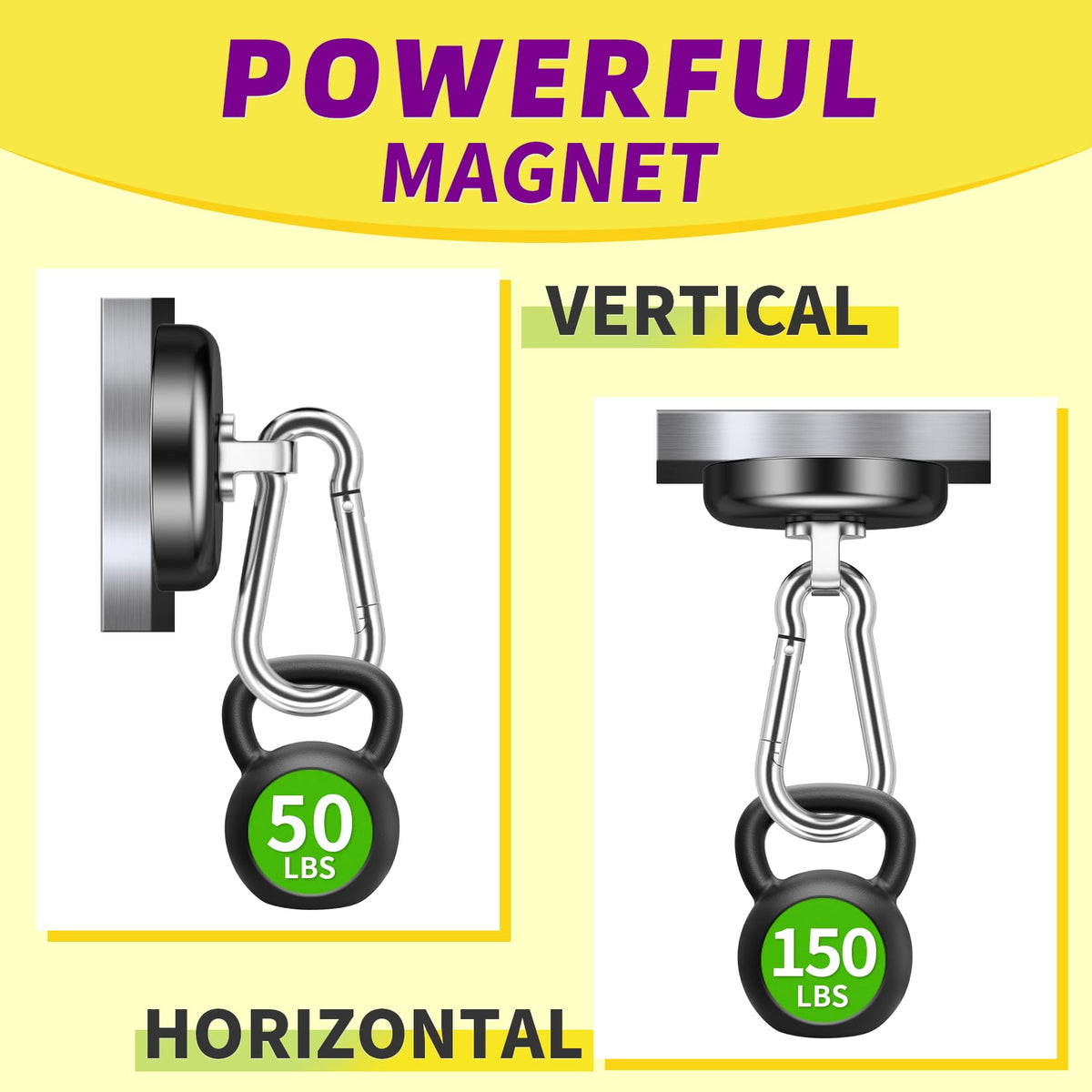 Niuknow Magnetic Hooks with Swivel Carabiner - Black / 1.42 in view 2