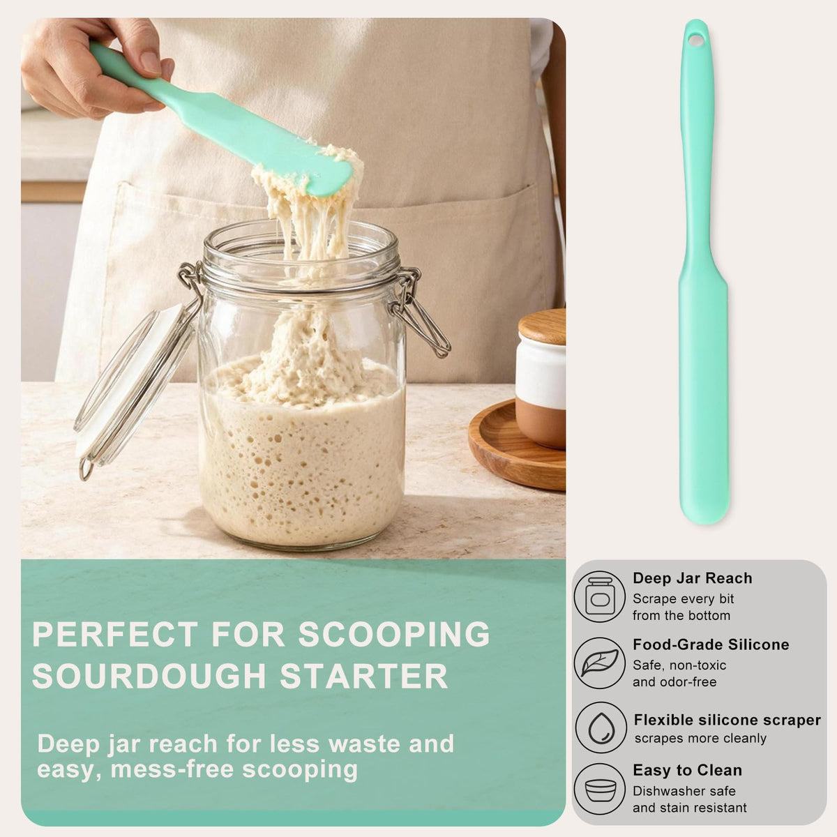 6 PCS Silicone Spurtle Spatula Set for sourdough starter Baking Cooking (additional view 2)