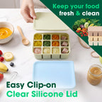 3 Pack Baby Food Freezer Tray with Lids - Blue, Green, Khaki view 4