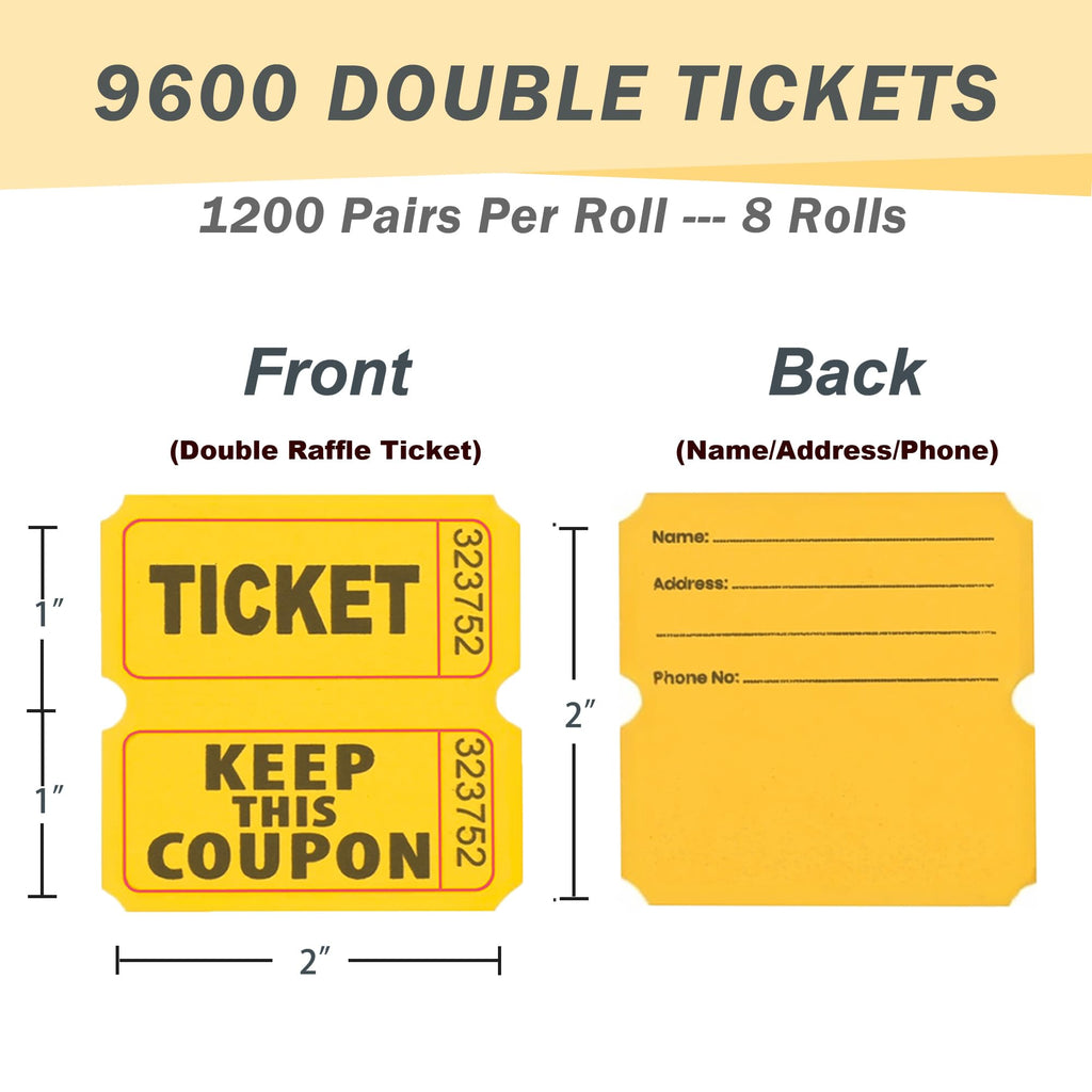 Homrelaxy Pairs Double Raffle Tickets, 50/50 Raffle Tickets Roll