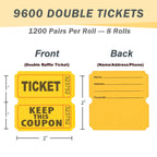 Homrelaxy Pairs Double Raffle Tickets, 50/50 Raffle Tickets Roll