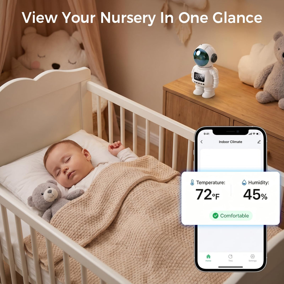 Carltec Astronaut Clock Indoor Camera - White view 2