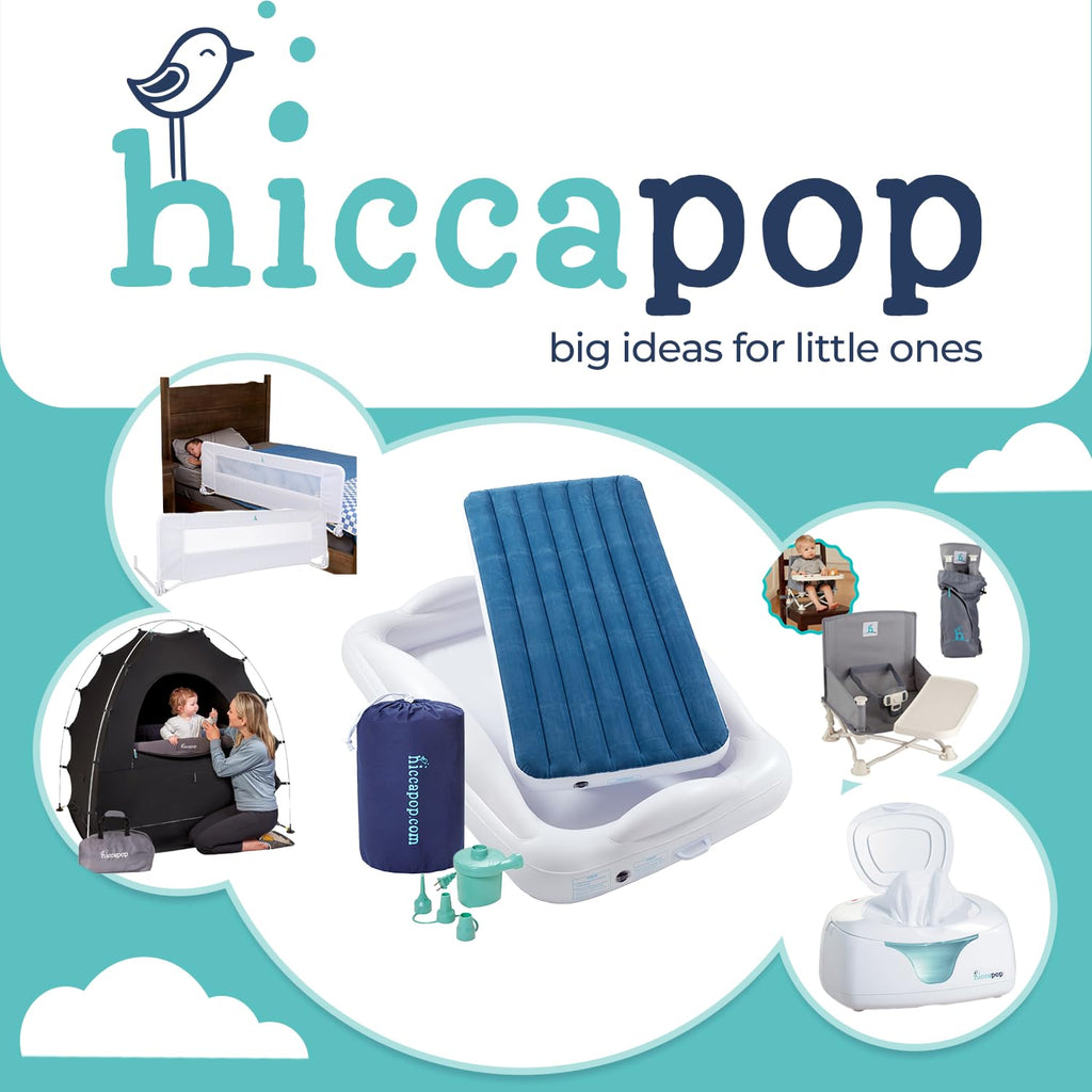Hiccapop Inflatable Toddler Bed with Safety Bumpers, Kids Travel Bed, – Navy (HP-ITB)