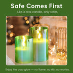Eywamage Glass Flameless Candles with Remote - Green view 5