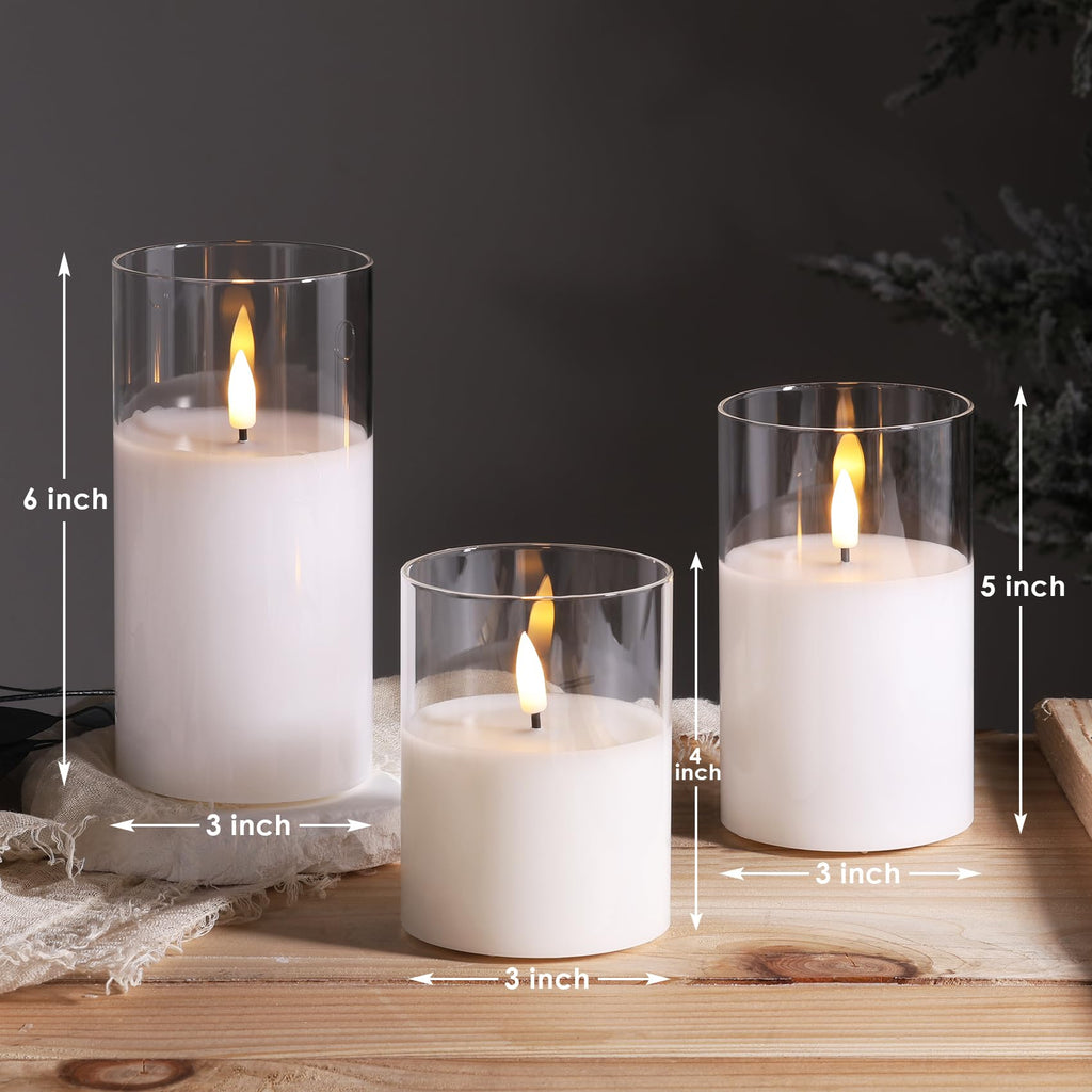 Eywamage Glass Flameless Candles with Remote - Clear view 1