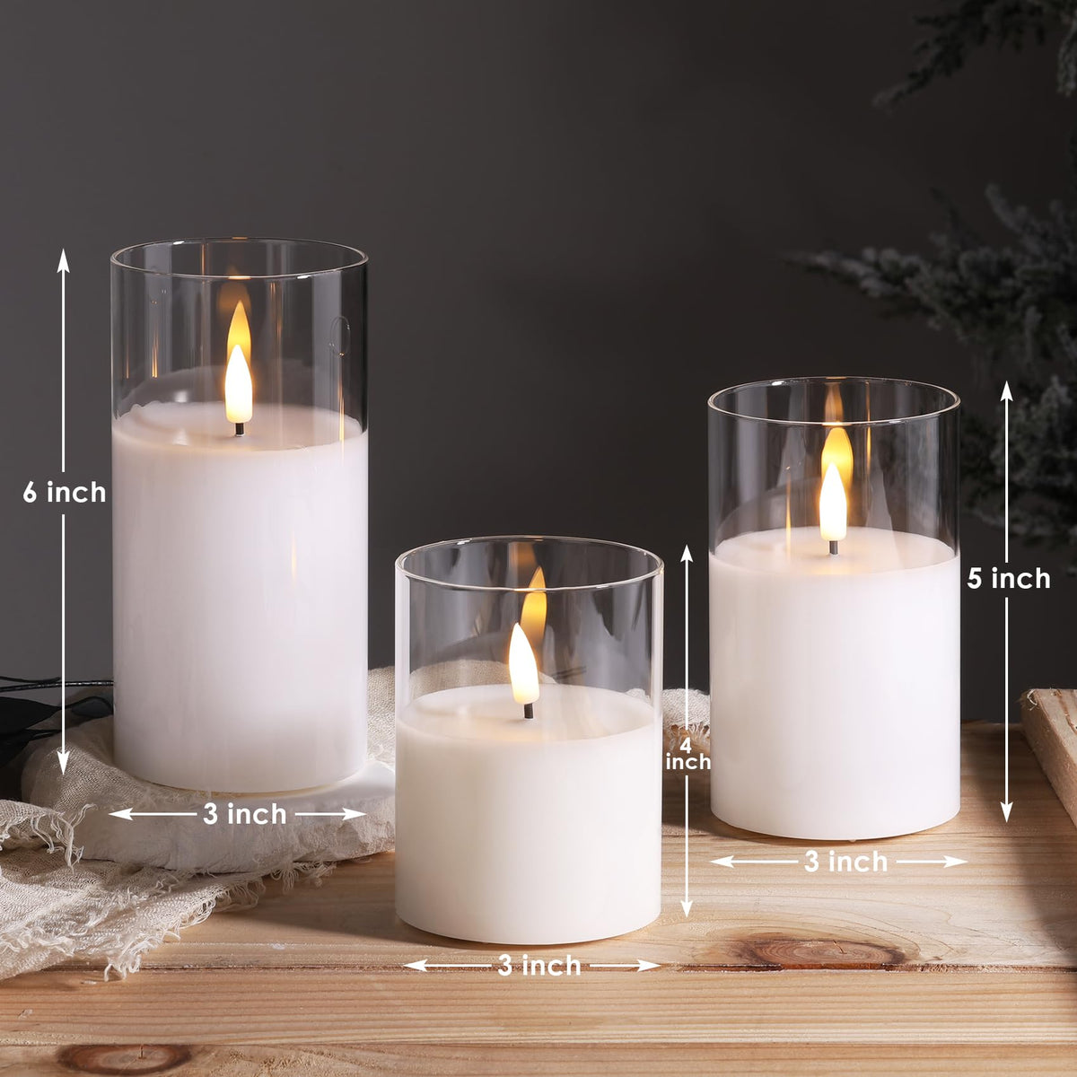 Eywamage Glass Flameless Candles with Remote - Clear view 1