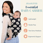 Ergonomic Hip-Healthy Baby Carrier, Front and Back Carry, 7-35 lbs - Black Floral view 1