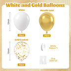 60pcs 12inch Confetti Balloons - White Gold view 1