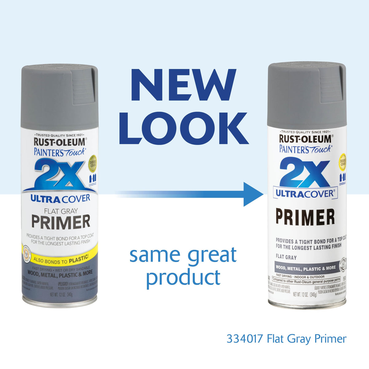Rust-Oleum 334017-6PK Painter's Touch 2X Ultra Cover Spray Primer, 12 oz, Flat – Gray, 6 Pack (249088-6 PK)