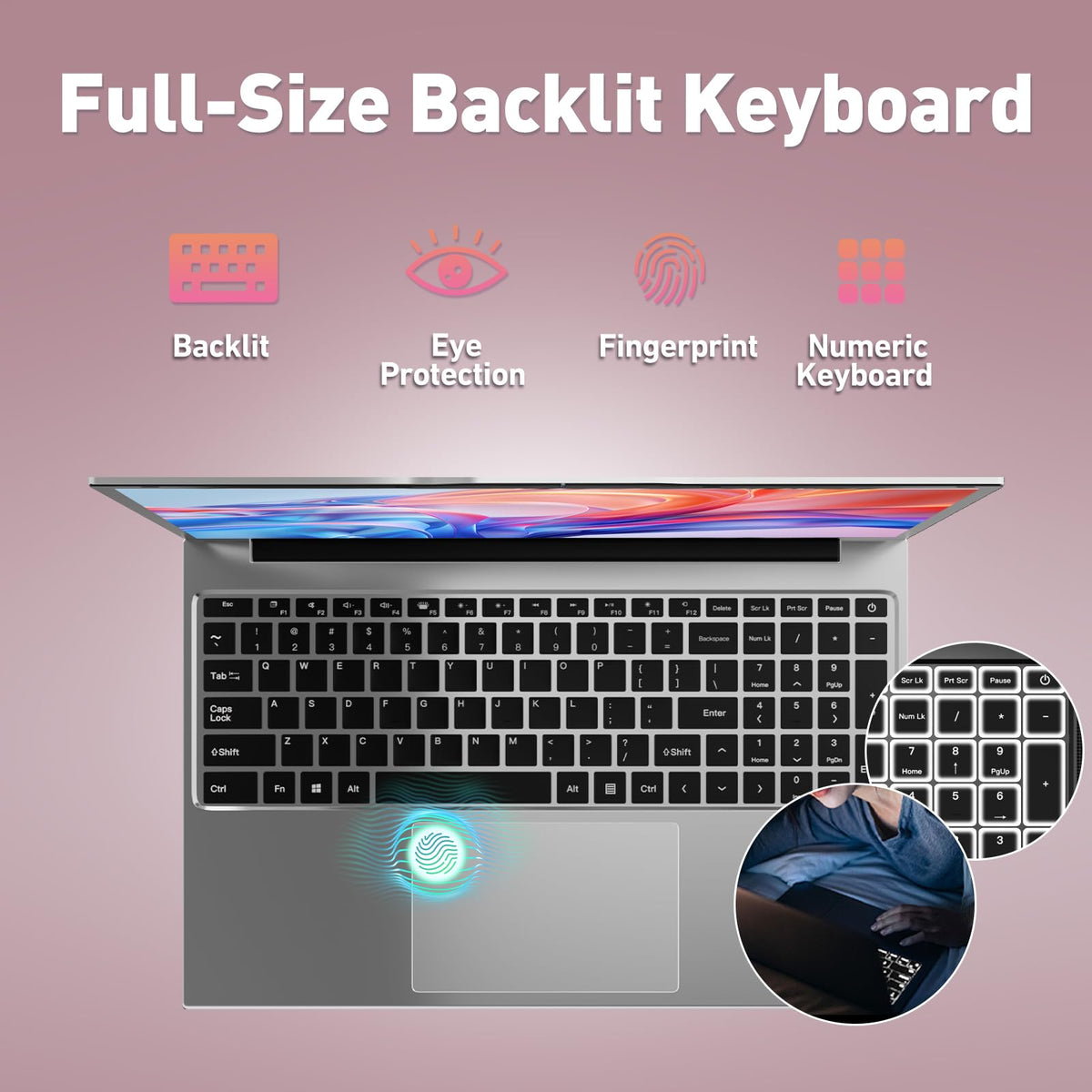 15.6'' Laptop, Intel Core i7-6500U, 16GB RAM, 512GB SSD, for Study, Work (additional view 4)