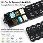 Foldable Portable 7 Day Pill Organizer 2 Times a Day, AM PM Weekly Pill Box