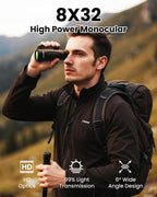 15x65&8x32 Monoculars for Adults High Powered for Bird Watching Hikng Camp - Obsidian Black view 2