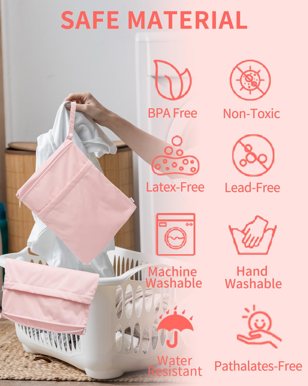 babygoal Wet Dry Bags for Baby Cloth Diapers, Washable Travel Bags, Beach, Pool, Gym Bag for Swimsuits & Wet Clothes (Pack of 3)