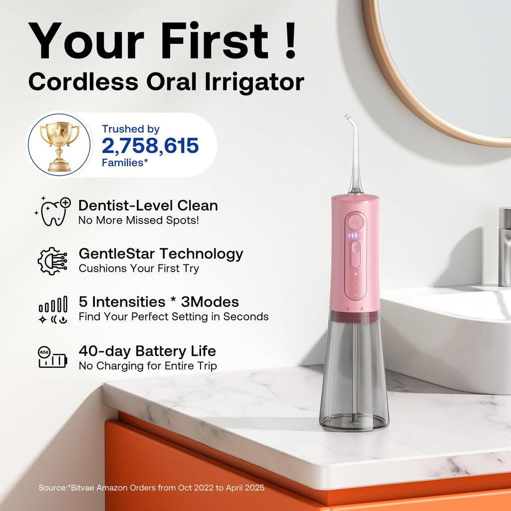 Bitvae Water Dental Flosser Teeth Picks, Cordless Portable Oral Irrigator, Powerful and (additional view 1)