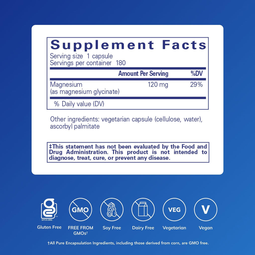 Pure Encapsulations Magnesium (Glycinate), 180 Capsules (MG1)