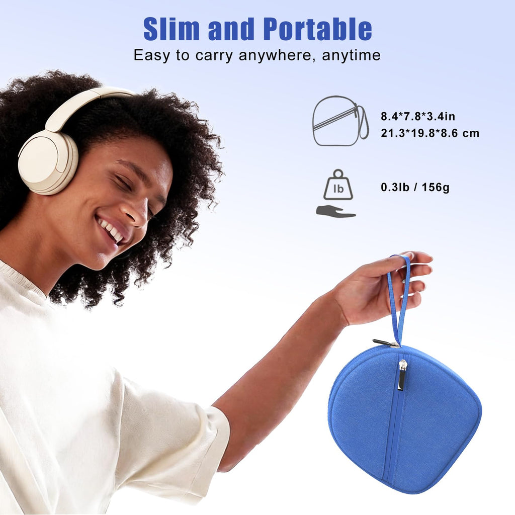 Headphone Case Compatible with JBL/Beats/Sony/BERIBES/SoundCore/TOZO/KVIDIO/JLab/Bose, Ultra-Thin Headphone Bag Travel Carrying Universal - Blue view 4