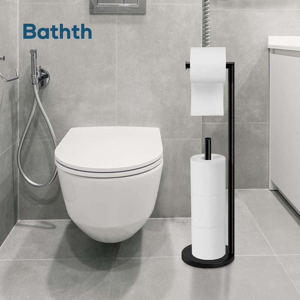 Toilet Paper Holder Stand, Toilet Paper Free Standing - Black view 3