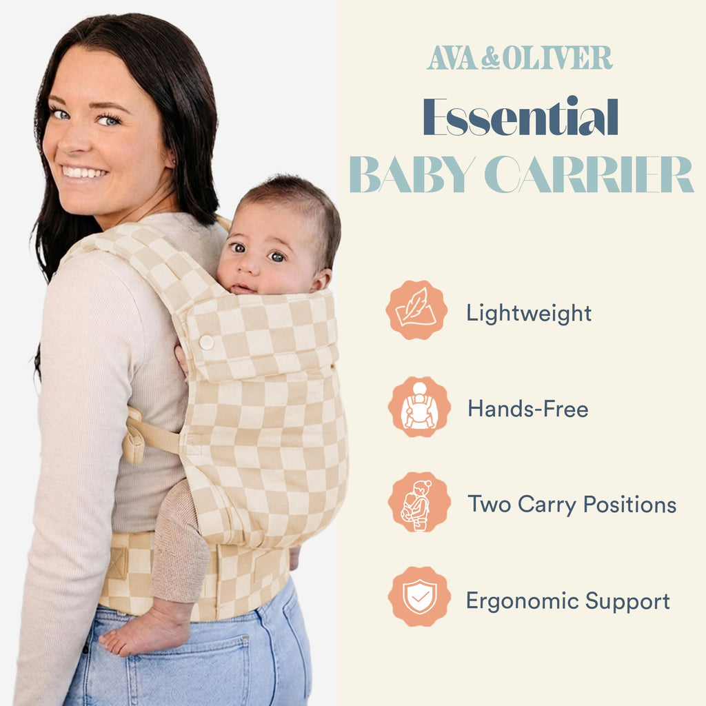 Ergonomic Hip-Healthy Baby Carrier, Front and Back Carry, 7-35 lbs - Almond Check view 1