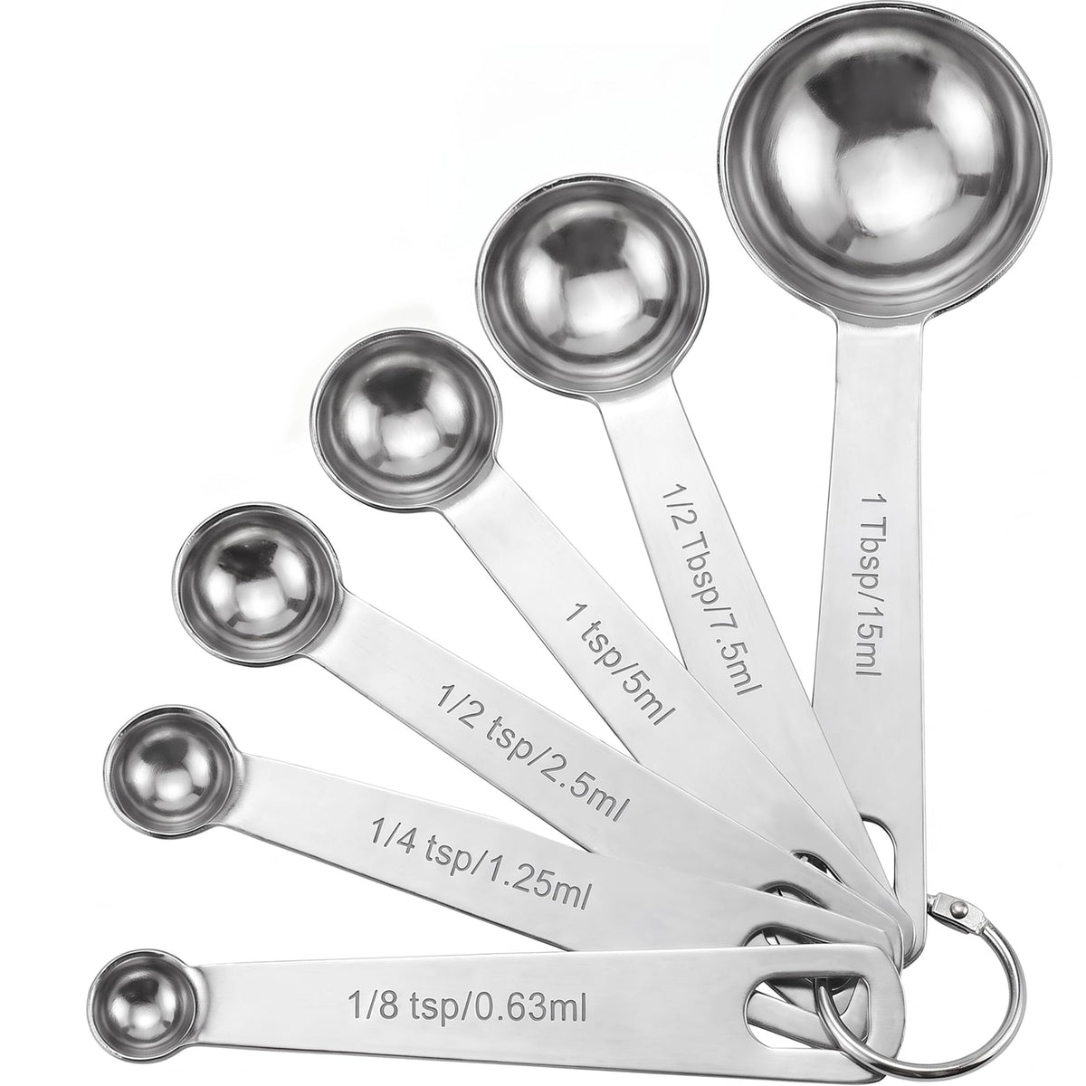 Rena Chris Measuring Spoons, Premium Heavy Duty Stainless Steel Measuring Spoons Cups Set, Small Tablespoon with Metric (Pack of 6)