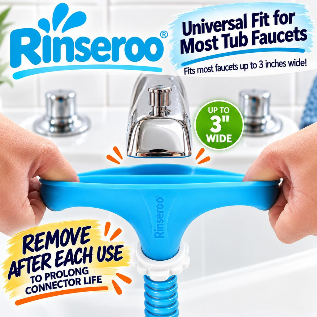 Rinseroo: Slip-On Tub Hose – As Seen on Shark Tank – 5ft Flex Bathtub Faucet Sprayer – (additional view 3)