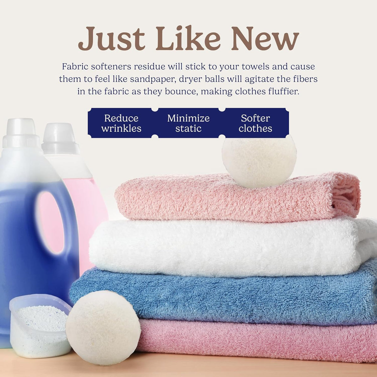 Handy Laundry Wool Dryer Balls 1-Pack, Reusable Natural Fabric Softener