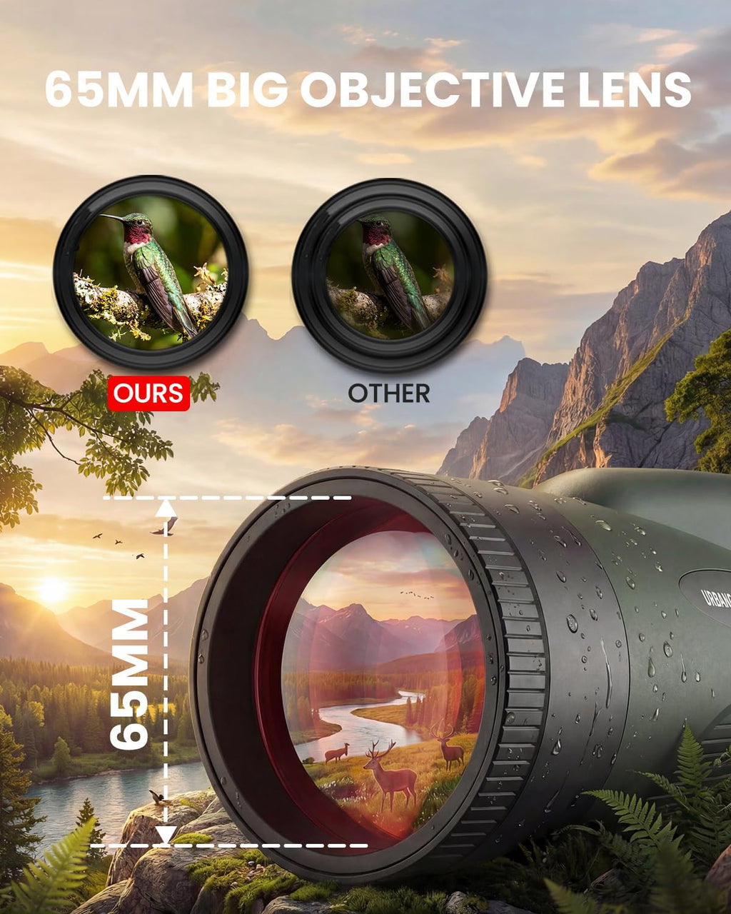 15x65&8x32 Monoculars for Adults High Powered for Bird Watching Hikng Camp - Green view 3