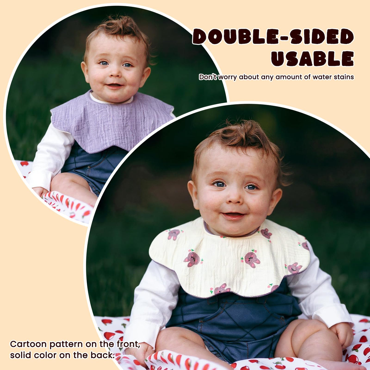 DOSMINE Organic Cotton Muslin Baby Bibs for Drooling & Teething - Apricot view 7