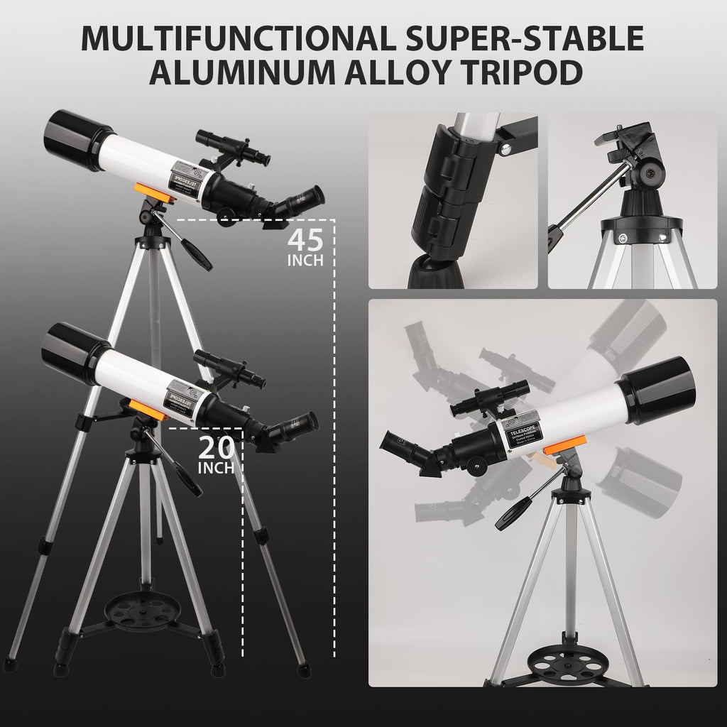 NEYLANG Telescope, 70mm Aperture Portable Refractor Telescope for Astronomy Beginners - White / 70x500MM view 6