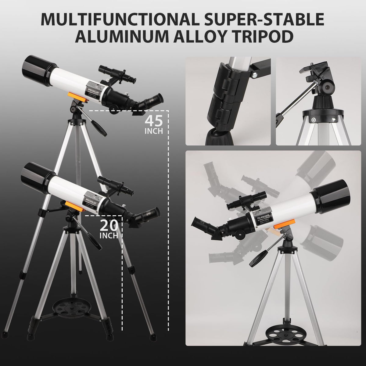 NEYLANG Telescope, 70mm Aperture Portable Refractor Telescope for Astronomy Beginners - White / 70x500MM view 6