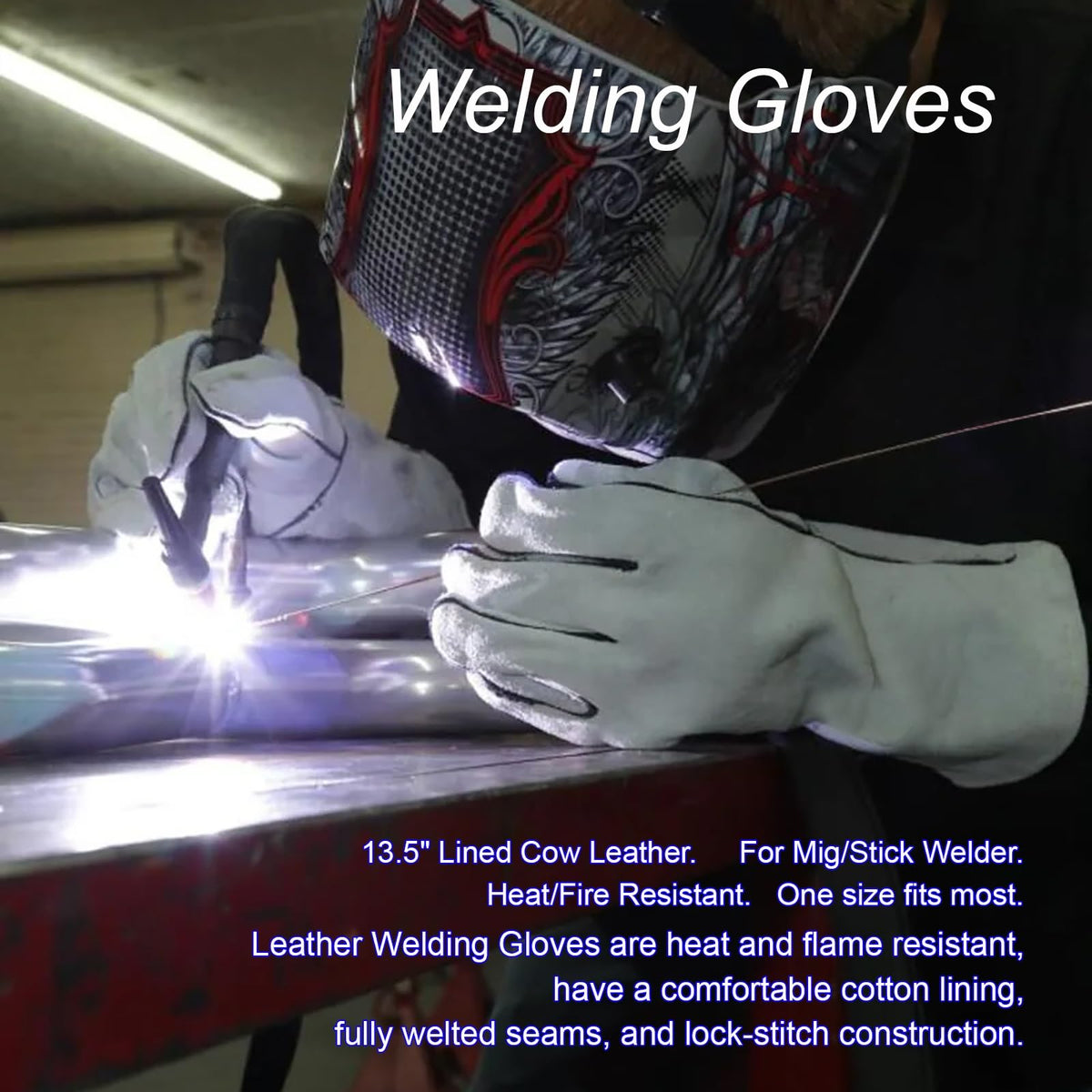 VASTOOLS MIG Welding Tools,8sets,Chipping Hammer,Leather Welding Gloves 13.5",Soapstone (additional view 2)