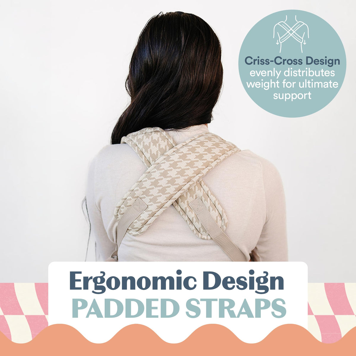 Ergonomic Hip-Healthy Baby Carrier, Front and Back Carry, 7-35 lbs - Houndstooth view 5