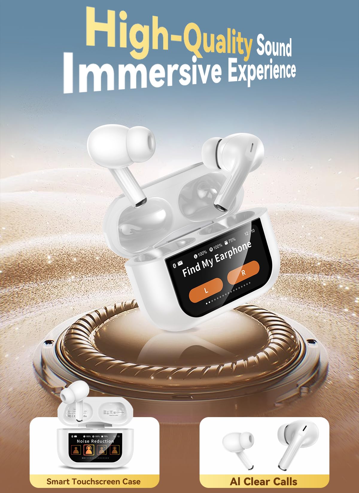 Wireless Earbuds, Smart Touchscreen Ear Buds, ANC Headphones, Bluetooth 5.4 (additional view 5)