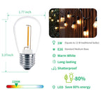 Meconard Pack S14 LED Outdoor String Light Replacement Bulbs, Warm White