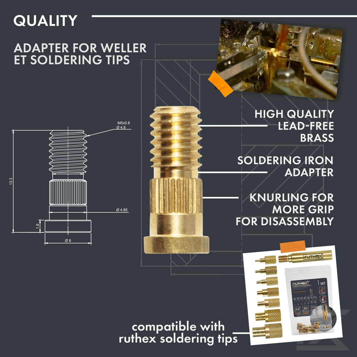 ruthex 2x Soldering Tips adapter for Weller series ET & LT - Soldering Iron tip (additional view 4)