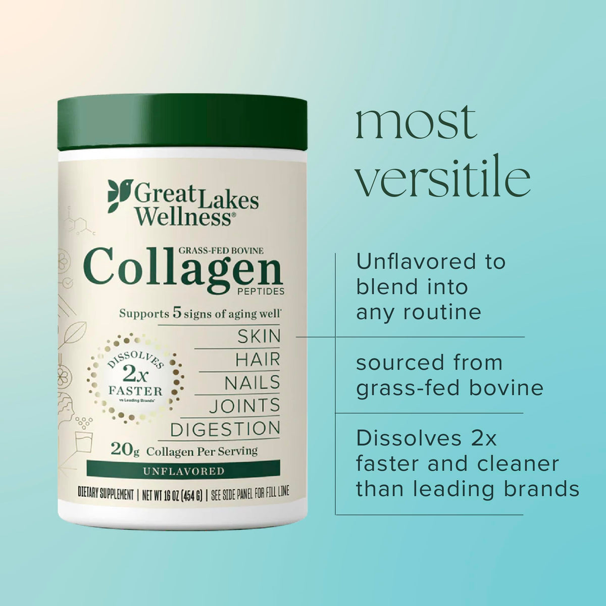 Great Lakes Wellness Collagen Peptides Powder, Unflavored