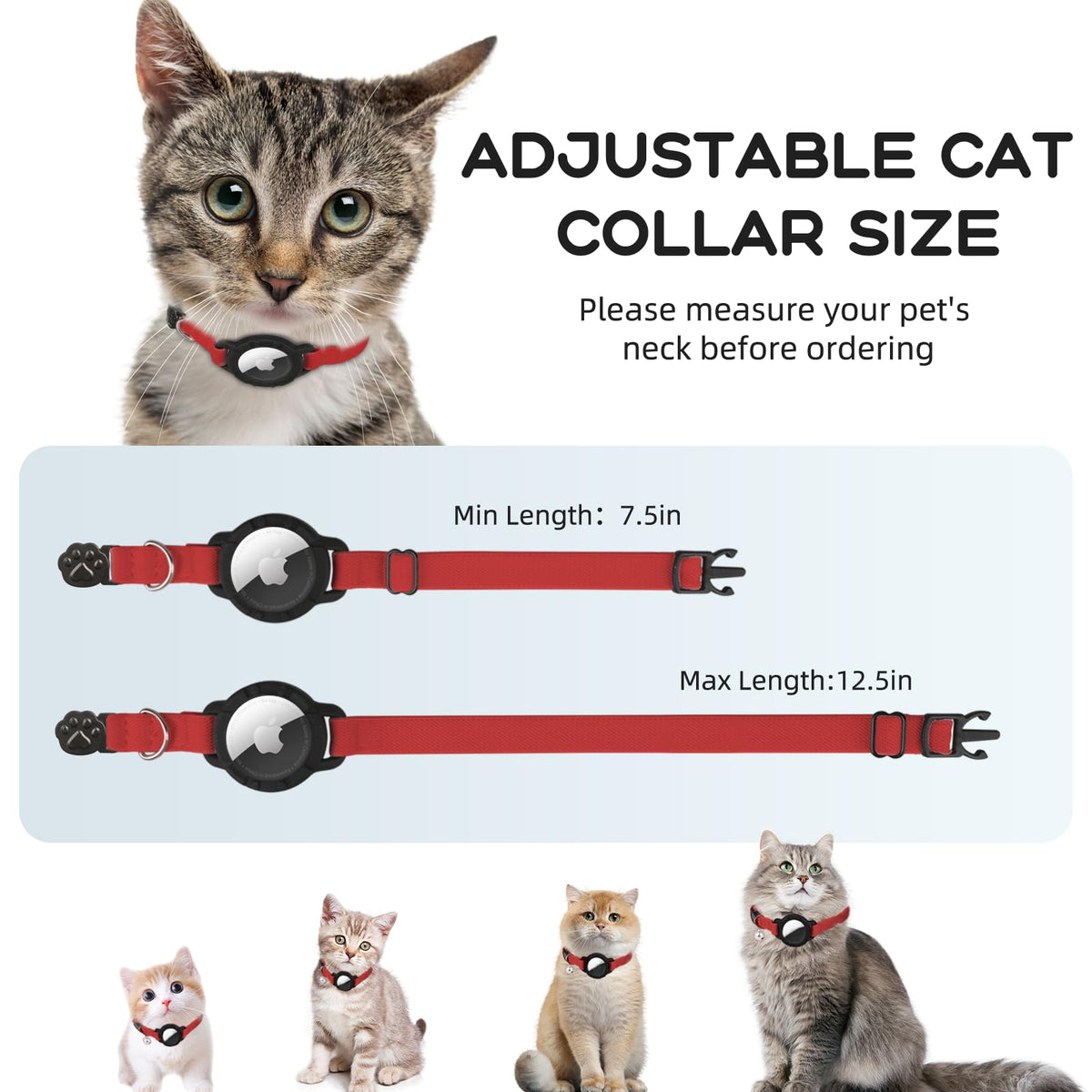 AirTag Cat Collars, Stretchy Collar