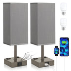 aooshine Set of 2 Touch Lamps with USB-C Port - Grey Shade-Grey Base view 1