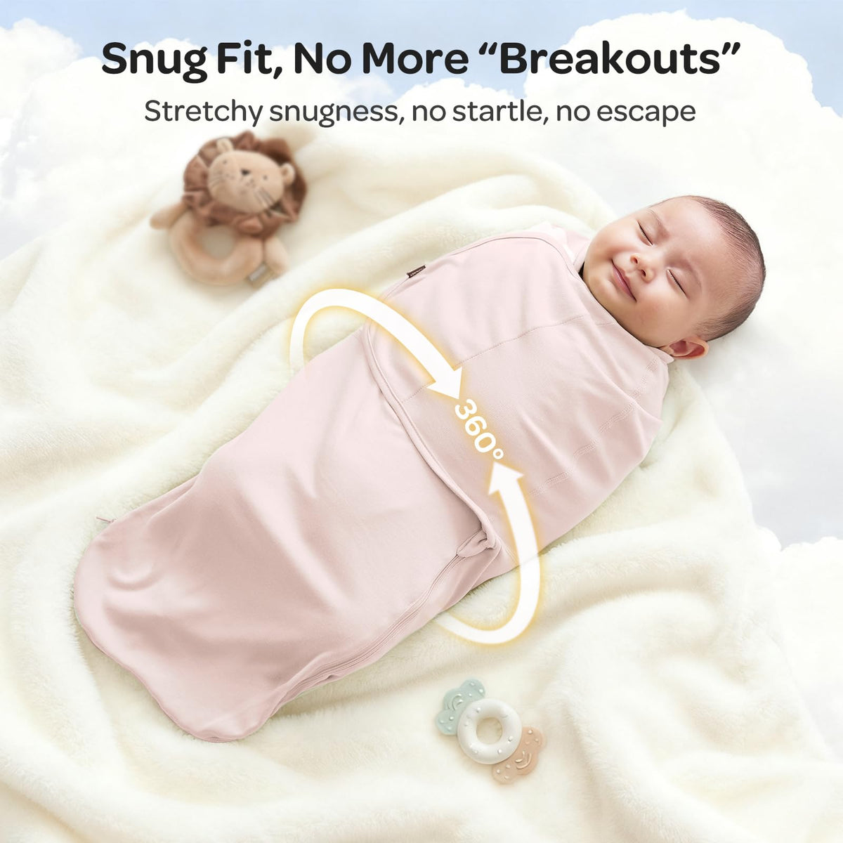 Momcozy Swaddles for Newborns, Quiet Fastener Swaddle for Infant 0-3 Months (Pack of 2)