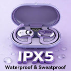 Purple Over Open Ear Earbuds Sport Headphones Bluetooth Wireless Outside (additional view 4)