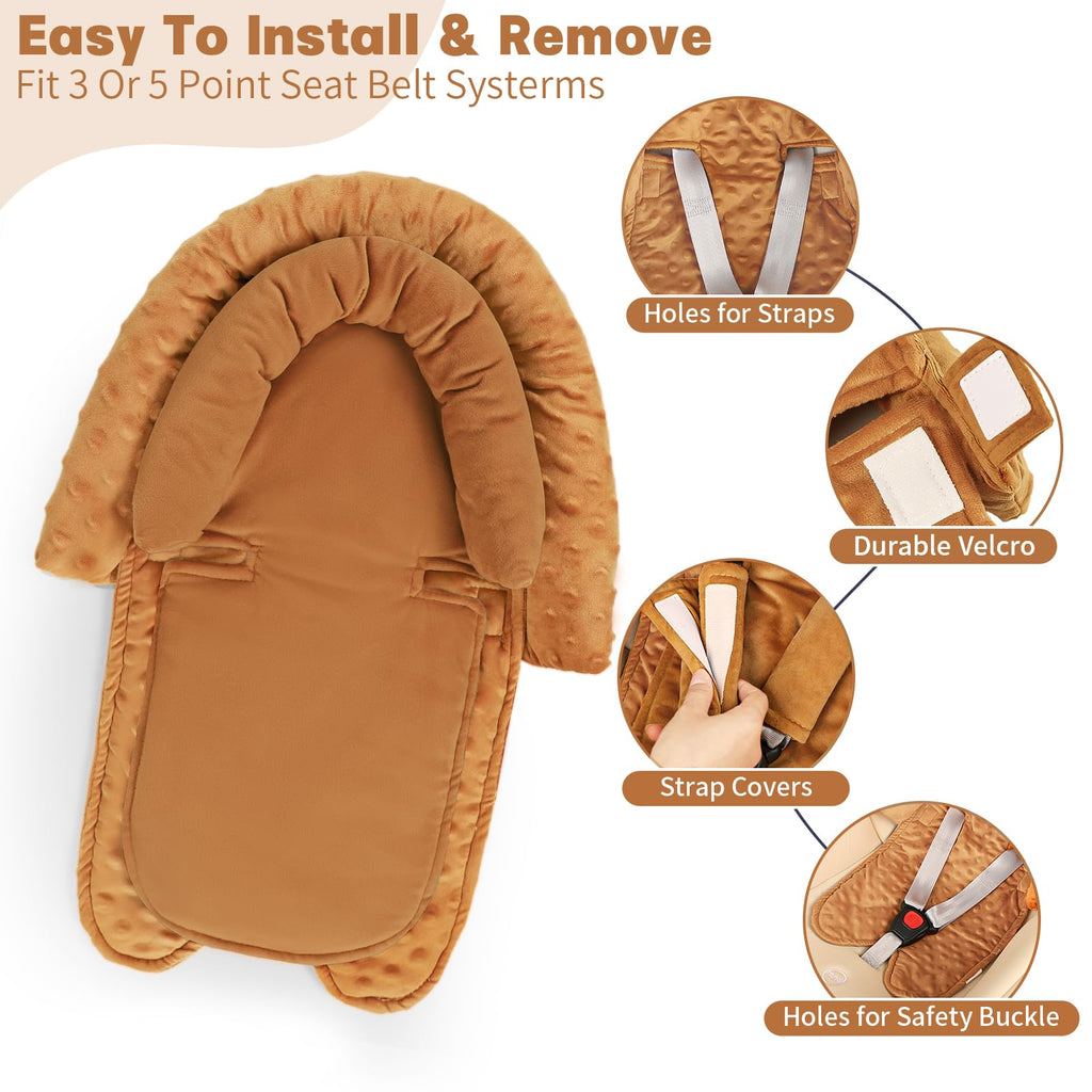 HNHUAMING Infant Car Seat Insert - Brown view 3